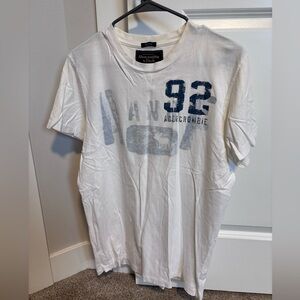 Vintage Abercrombie & Fitch White and Blue Graphic Tee large